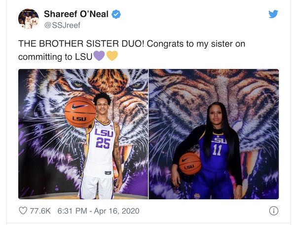 Shaquille O'Neal's son, Shareef, is officially an LSU Tiger