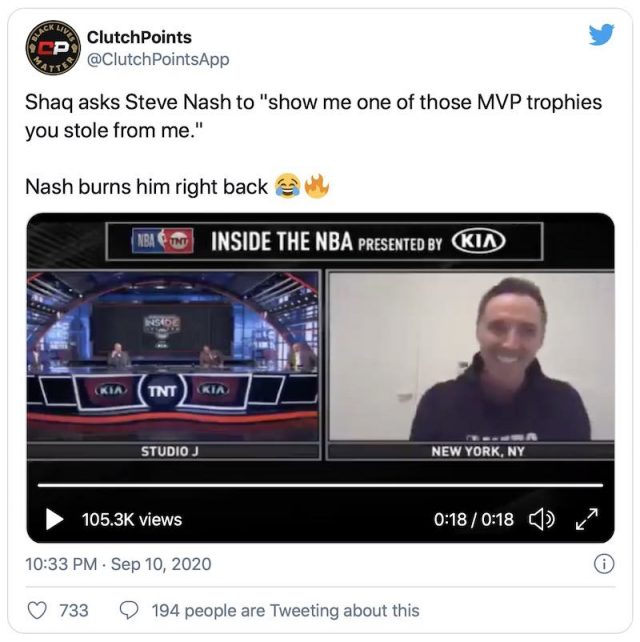MVP Trophies You Stole: Shaquille O'Neal and Steve Nash Reignite Rivalry  On NBA on TNT - EssentiallySports