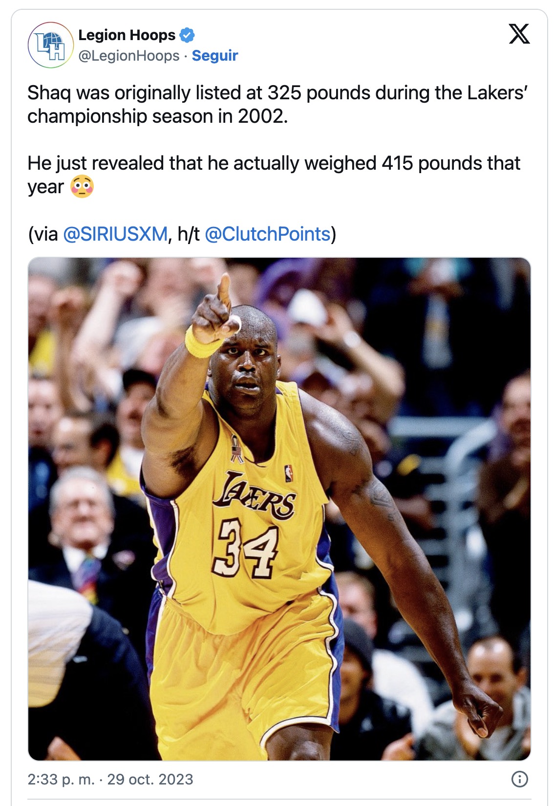 shaq playing weight with Lakers